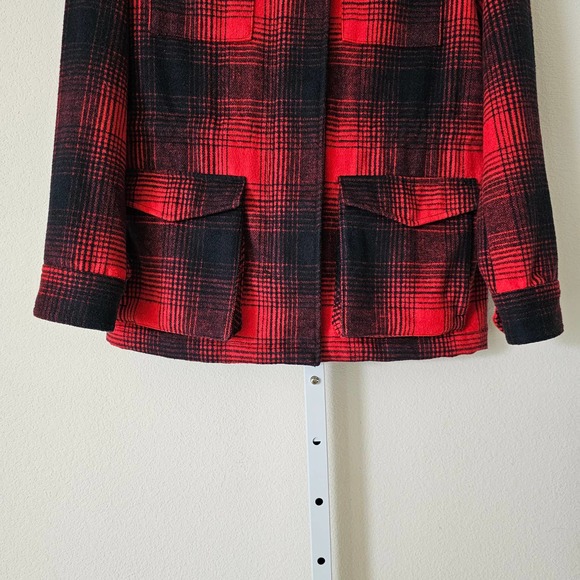 LEVI'S Women's Red & Black Plaid Wool Blend Zipper and Snap Button Jacket Sz S - Picture 7 of 16